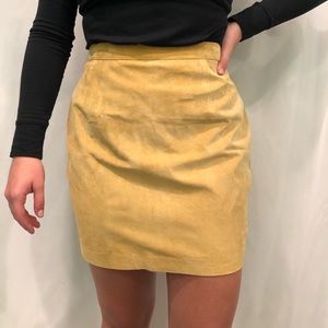 Yellow Genuine Leather Mini Skirt Womens Size 10